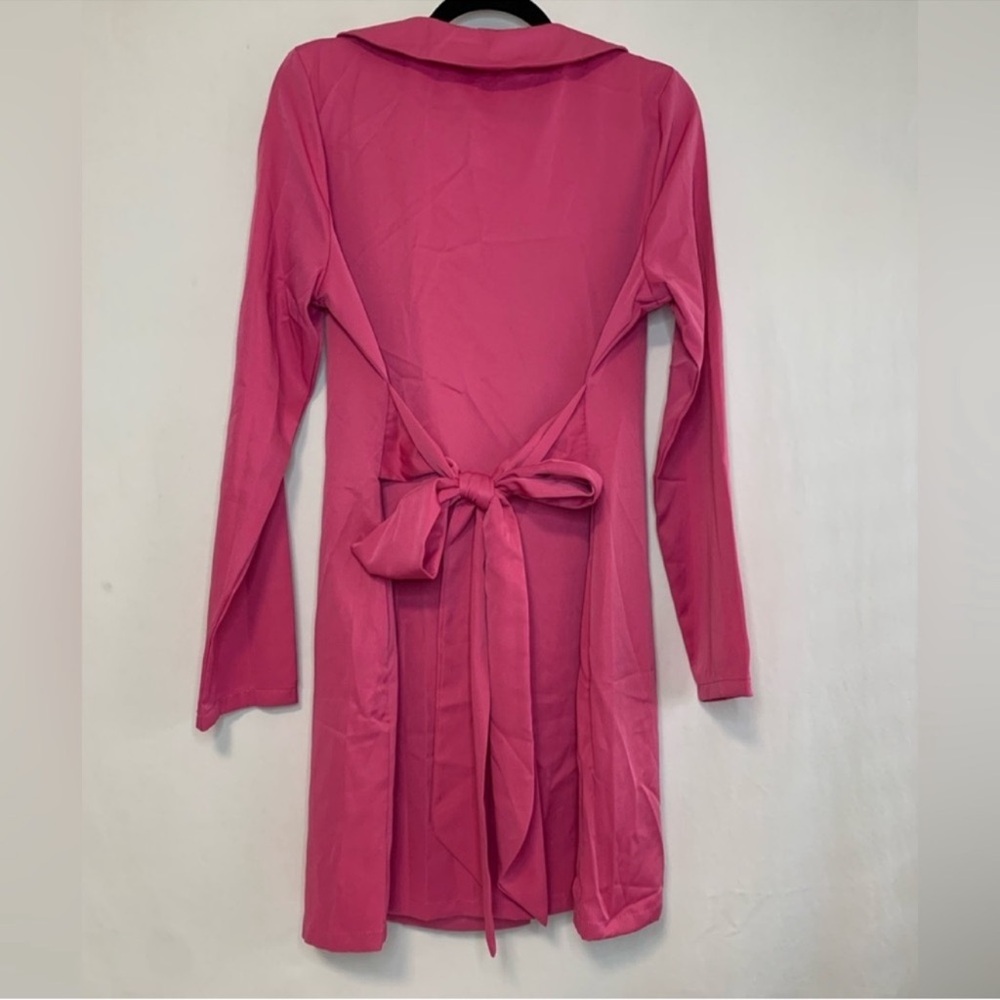 In The Style Women’s Pink Satin Tie Waist Blazer Dress Size 10 - Picture 4 of 9